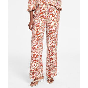 Bar III Women's Tan & Brown Animal-Print Pull-On Drawstring Pants NWT